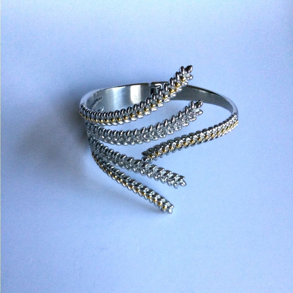 DSMK Stainless Steel Hinge Statement Bracelet (With Zirconias?)
